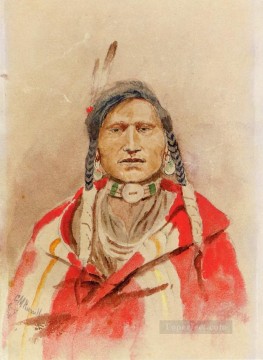Charles Marion Russell Painting - portrait of an indian Charles Marion Russell